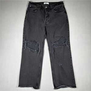 Abercrombie Fitch The '90s Baggy Low Rise Jean Women’s 30/10s Black Denim Holes